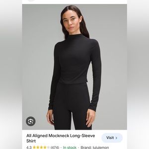 DISCONTINUED NEW WITH TAGS Lululemon mock neck aligned crop top IN WHITE